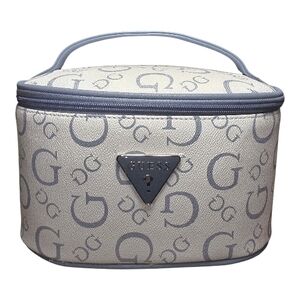 GUESS White and Gray Monogram Cosmetic Case NEW